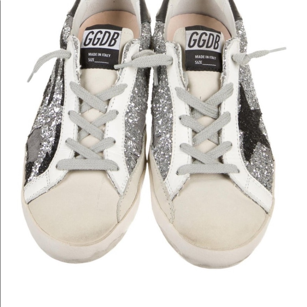 Golden Goose Superstar Sneakers Silver Glitter GIRL’S EU 29 NIB - Picture 2 of 9